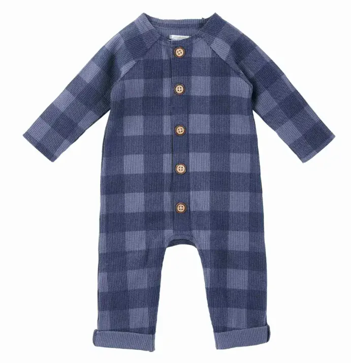 [Mud Pie] Blue Plaid Baby Bodysuit