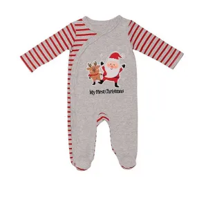 MY FIRST CHRISTMAS Gray Bodysuit Santa Reindeer Snowflakes Holiday Photo Newborn