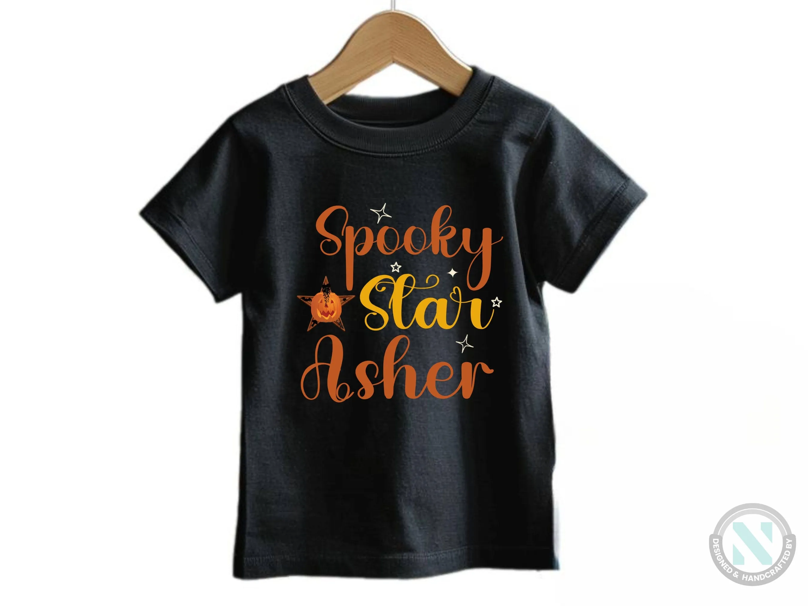 My First Halloween Custom Name Bodysuit Gift for Baby Boys with Spooky Star