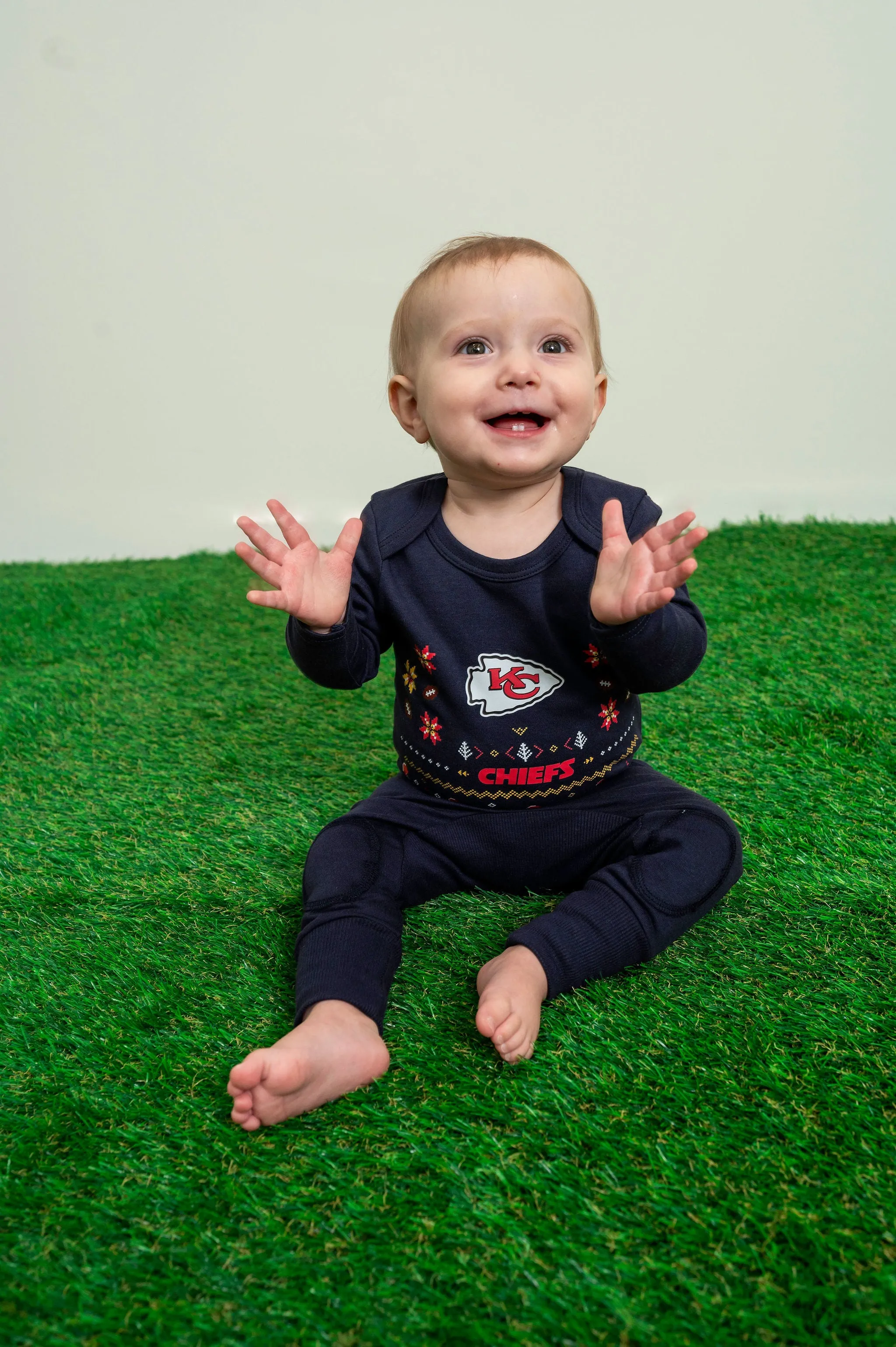 NFL Baby 100% Organic Ugly Holiday Long Sleeve Bodysuit
