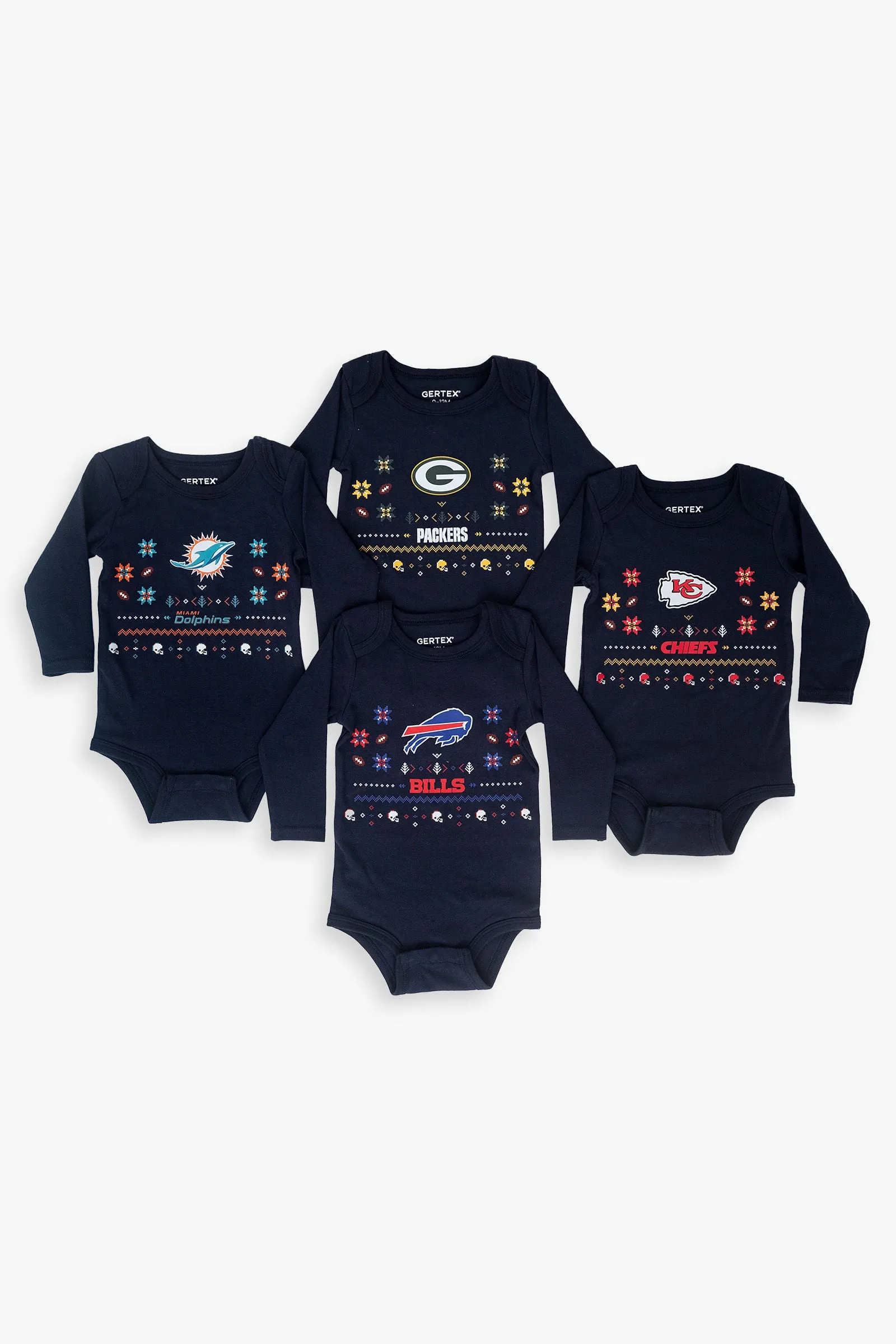 NFL Baby 100% Organic Ugly Holiday Long Sleeve Bodysuit
