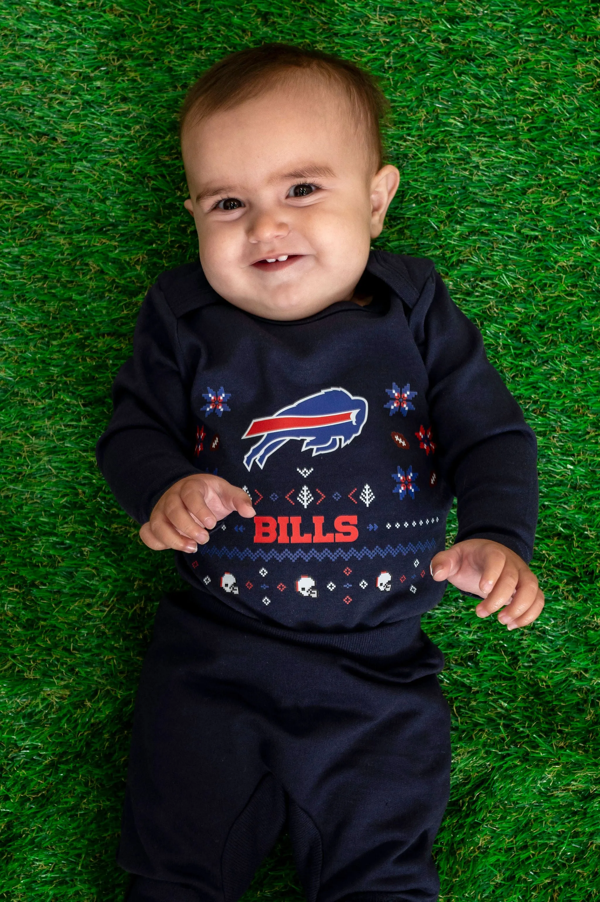 NFL Baby 100% Organic Ugly Holiday Long Sleeve Bodysuit