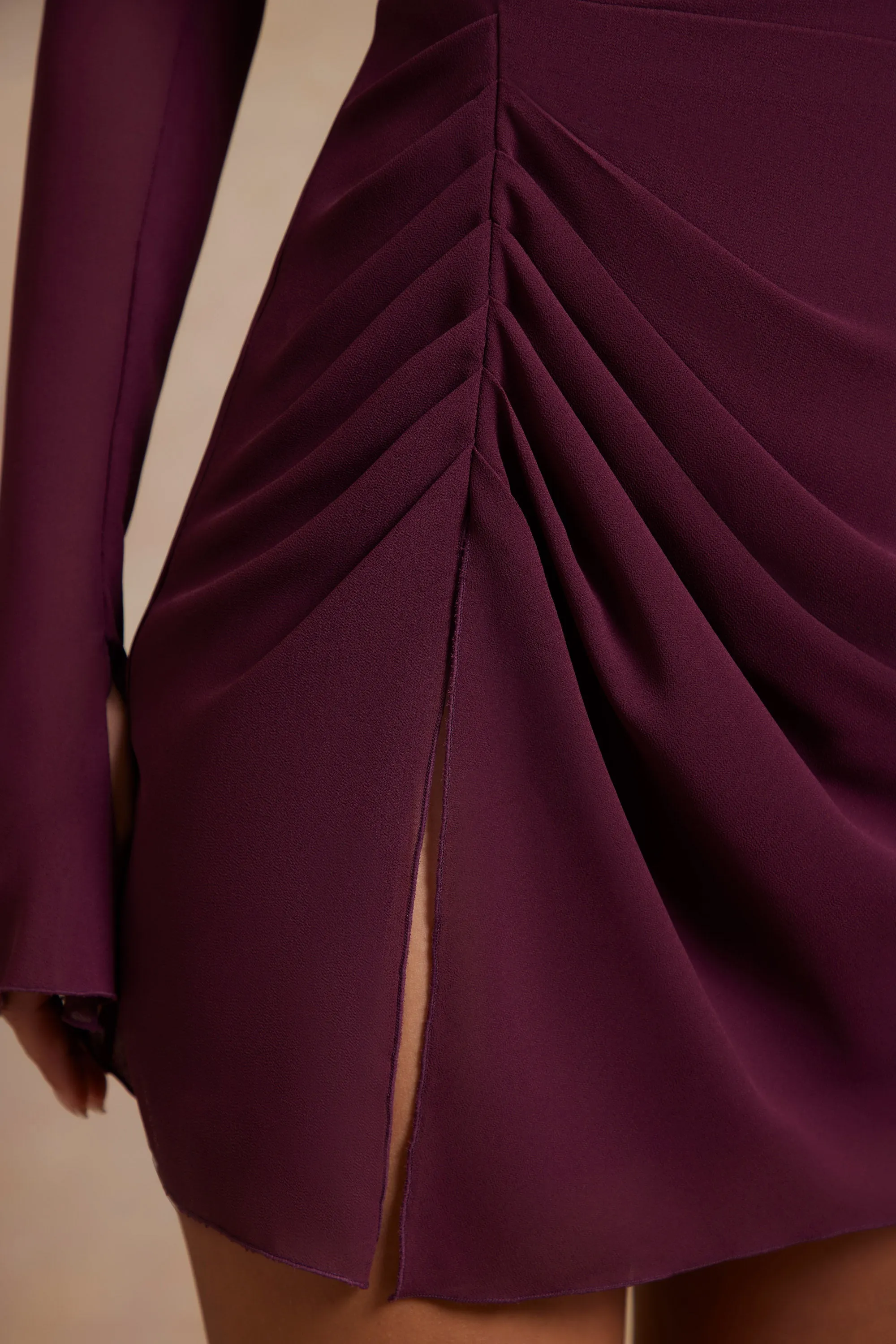 Off The Shoulder Corset Mini Dress in Plum