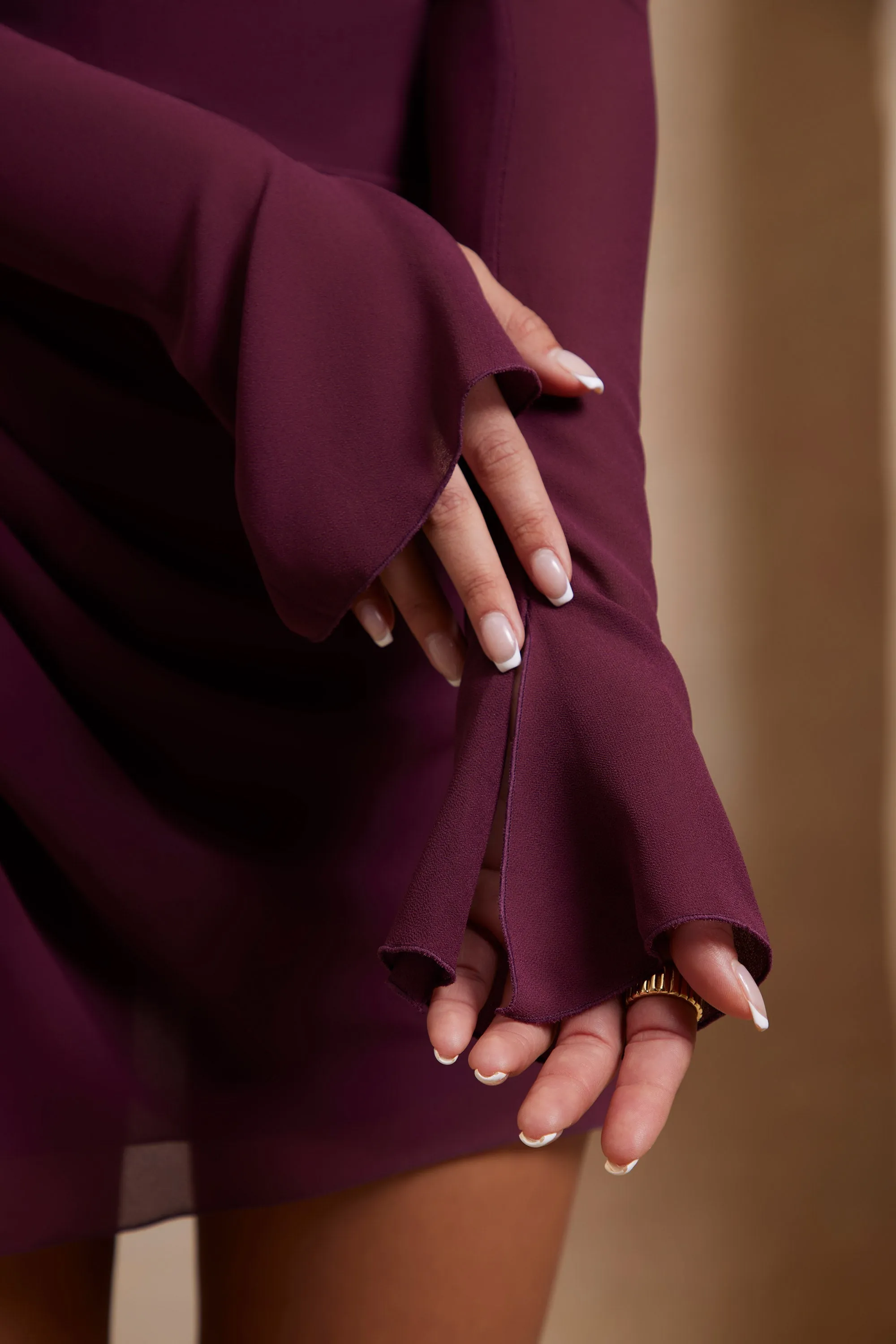 Off The Shoulder Corset Mini Dress in Plum