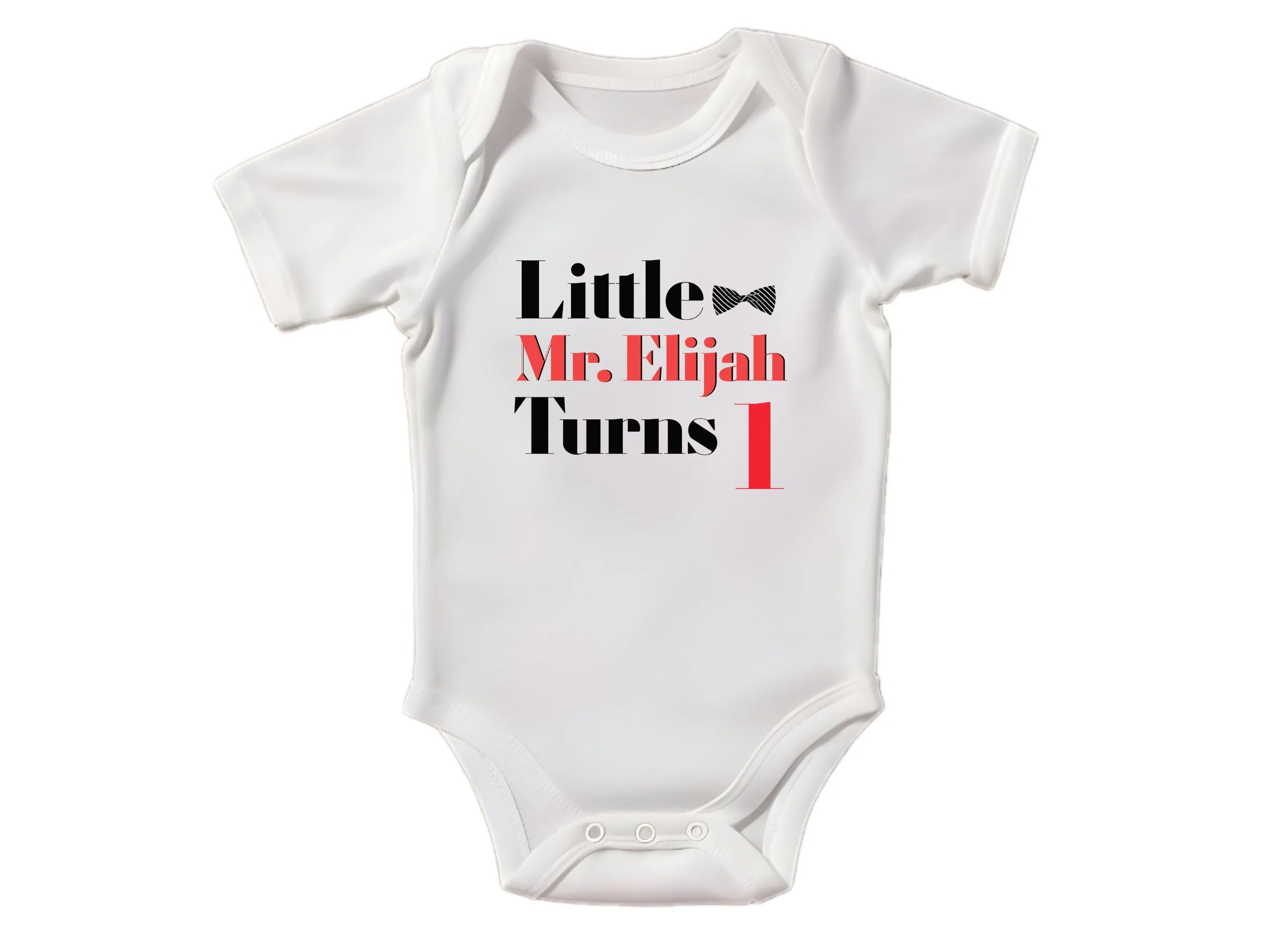 Personalized Name 1st Birthday Bodysuit Gift for Baby Boys with Little Turns 1