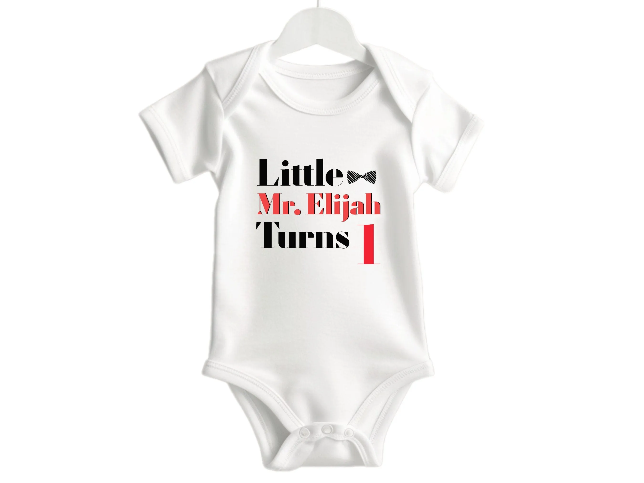 Personalized Name 1st Birthday Bodysuit Gift for Baby Boys with Little Turns 1