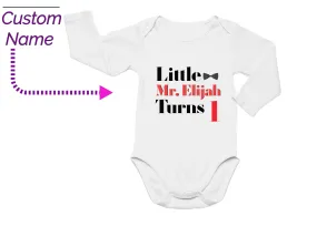 Personalized Name 1st Birthday Bodysuit Gift for Baby Boys with Little Turns 1
