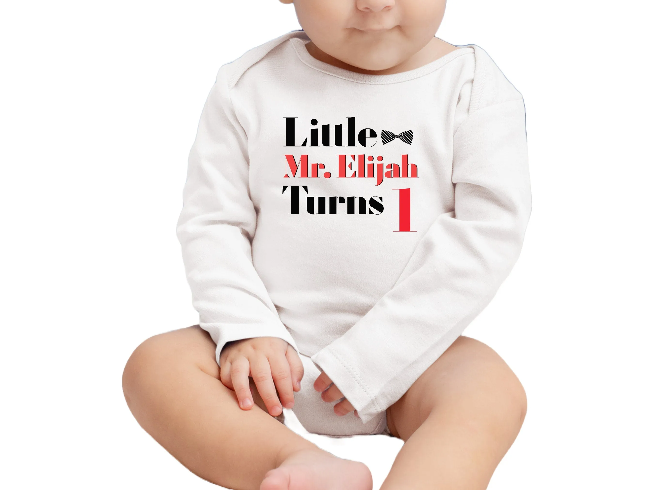 Personalized Name 1st Birthday Bodysuit Gift for Baby Boys with Little Turns 1