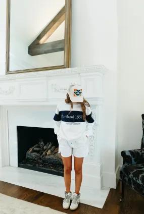Portland Colorblock Sweatshirt - White/Navy