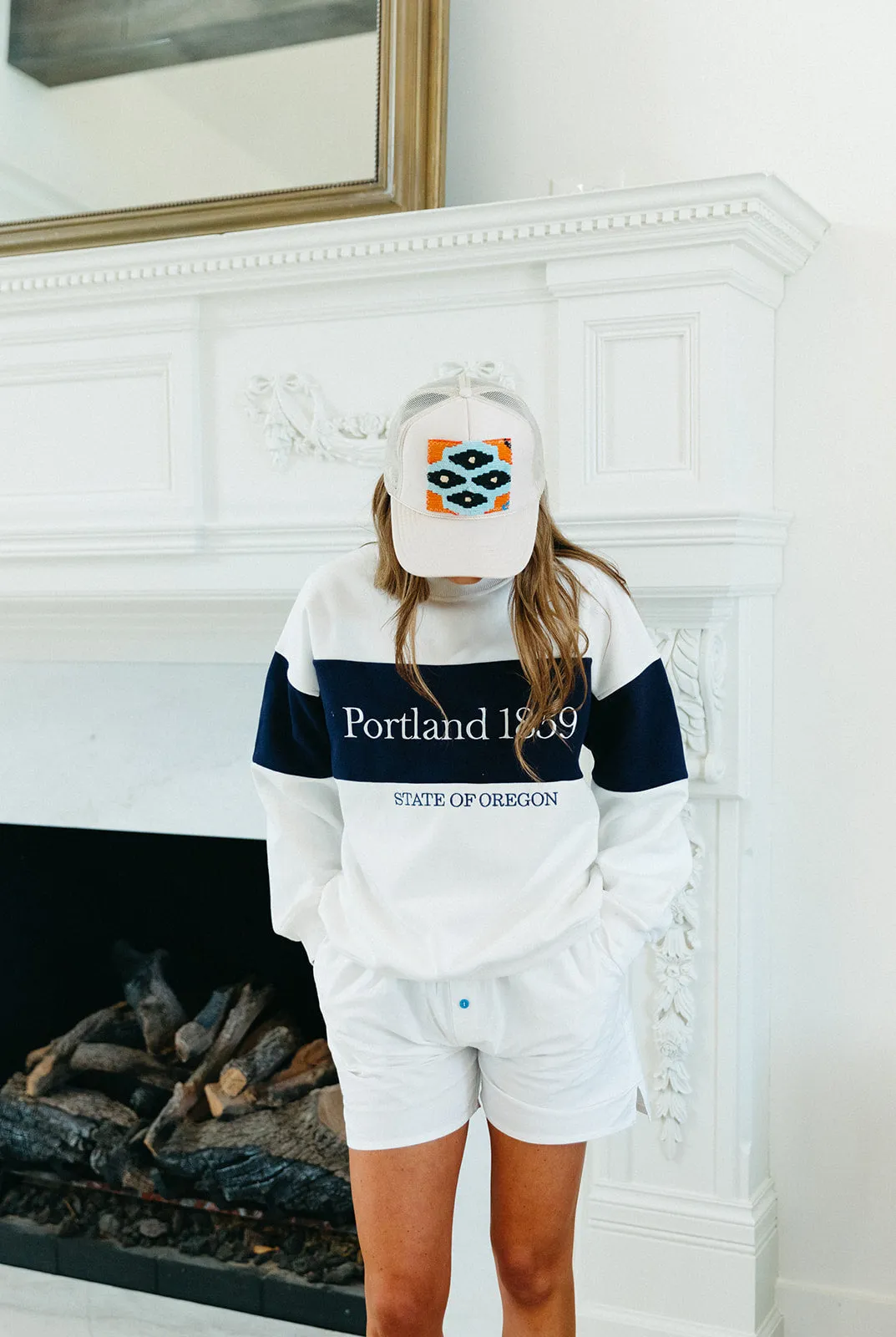 Portland Colorblock Sweatshirt - White/Navy