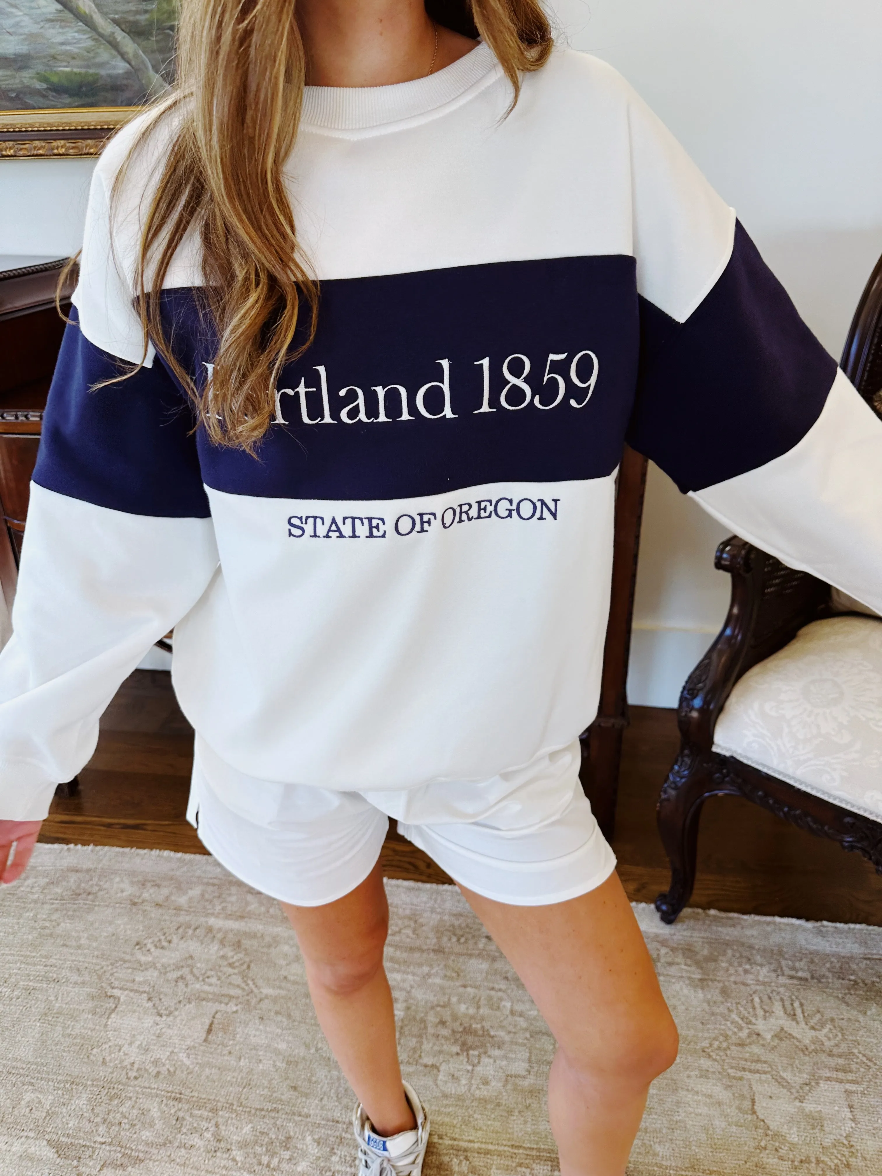Portland Colorblock Sweatshirt - White/Navy