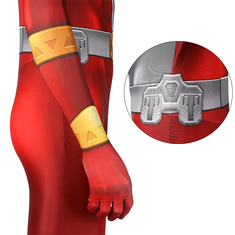 Power Rangers Red Ranger Costume Kishiryu Sentai Ryusoulger Soldier Jumpsuit Bodysuit