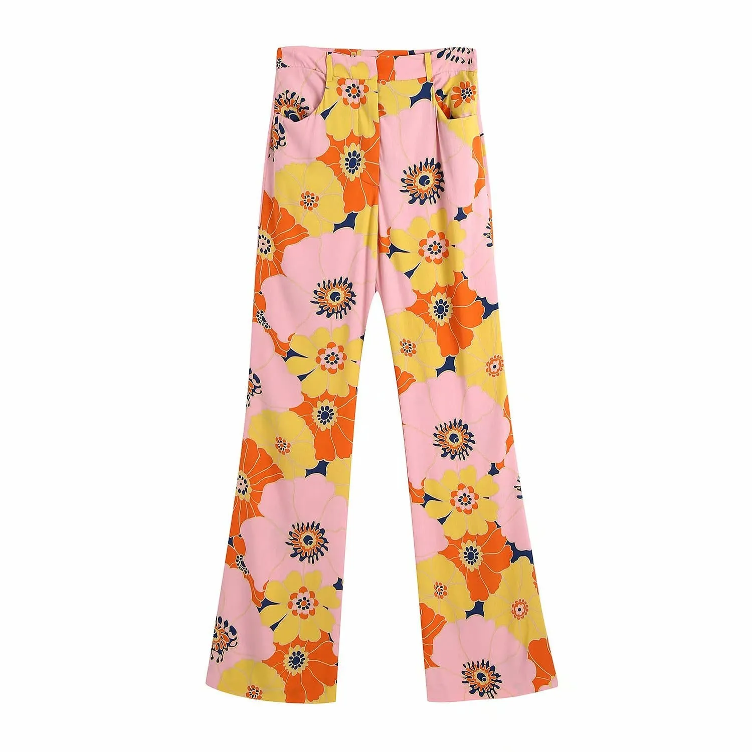 PRINTED FLARE HIGH WAIST PANTS