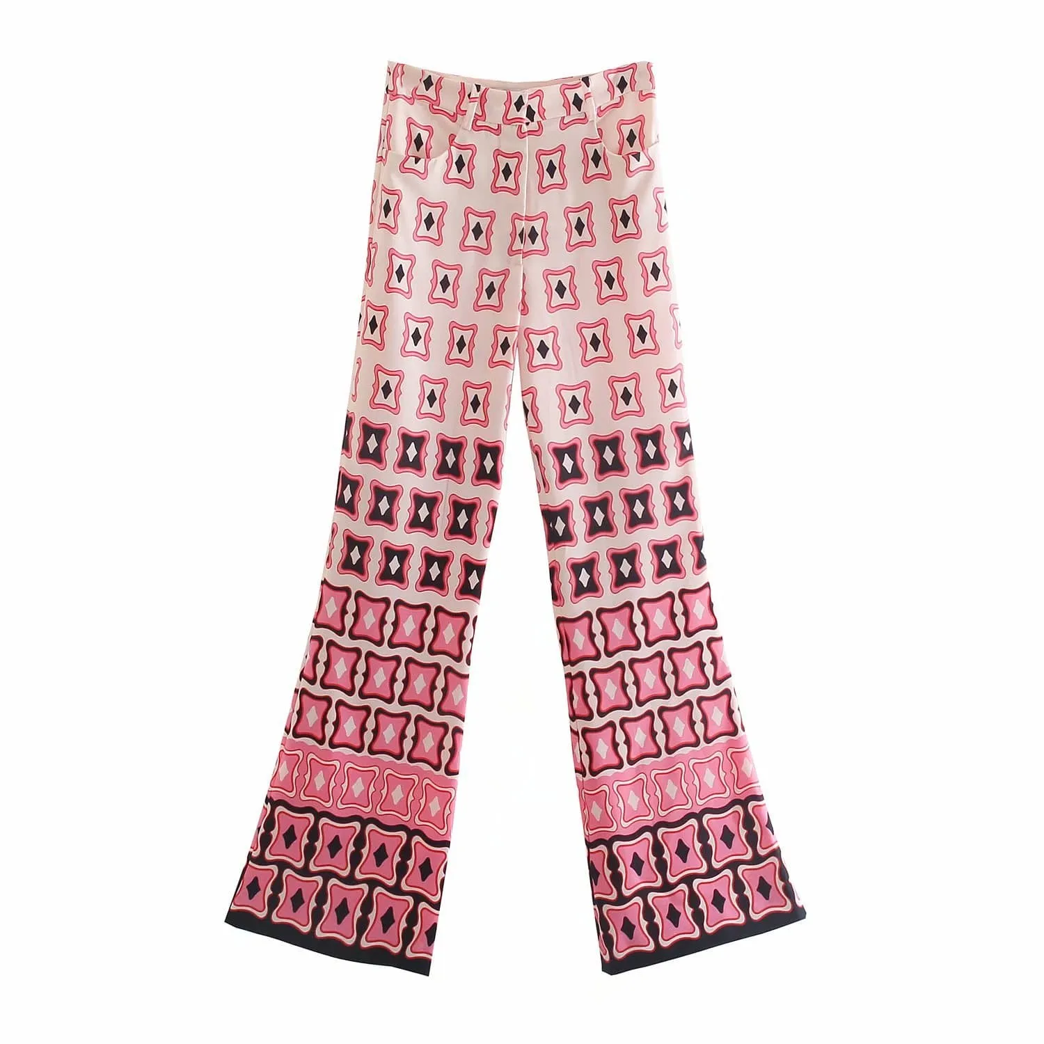 PRINTED FLARE HIGH WAIST PANTS