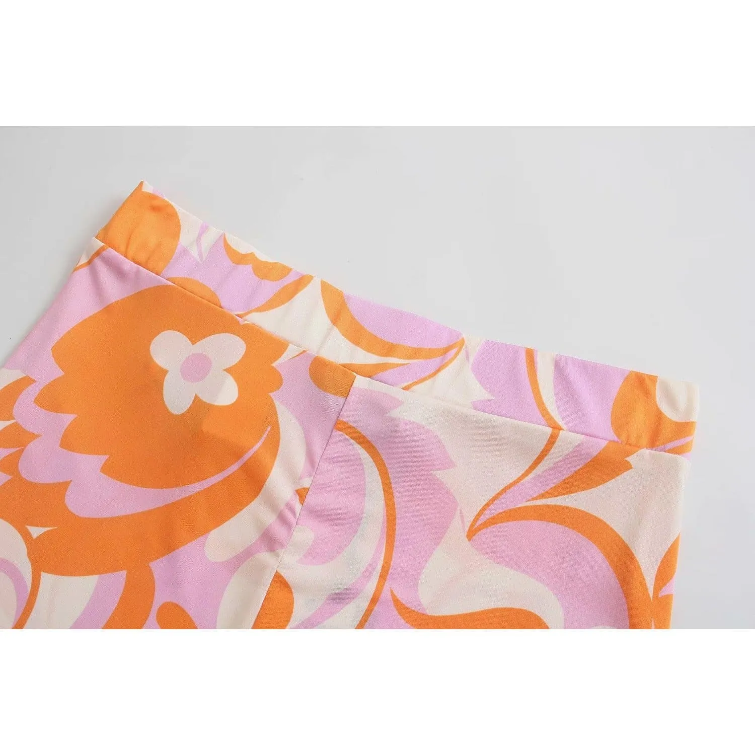PRINTED FLARE HIGH WAIST PANTS