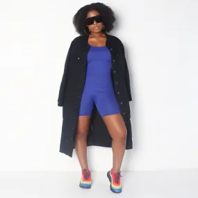 RIRI Long Denim Jacket in Black
