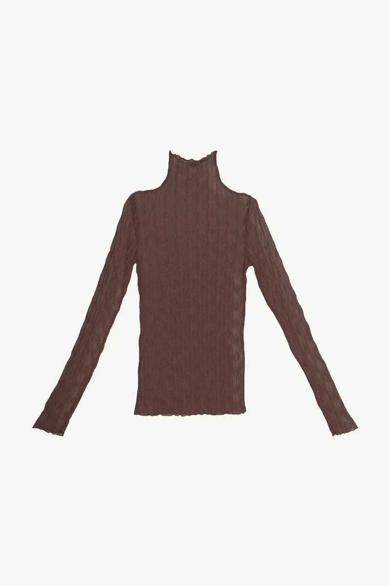 Ross Mock Neck Top Brown