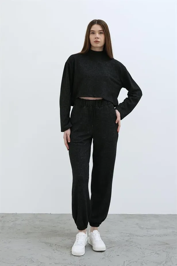 RYN Elastic Knit Pants - Black - White Plains