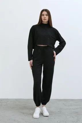 RYN Elastic Knit Pants - Black - White Plains