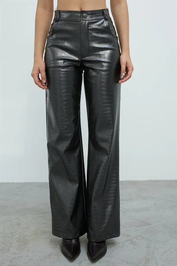 RYN Patterned Shiny Leather Pants - Black - Nettetal