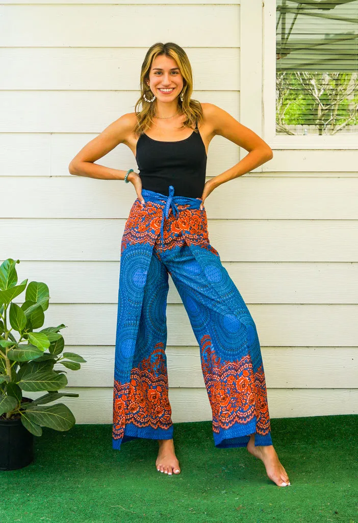 Saffron Sky Mandala Palazzo Wrap Pants