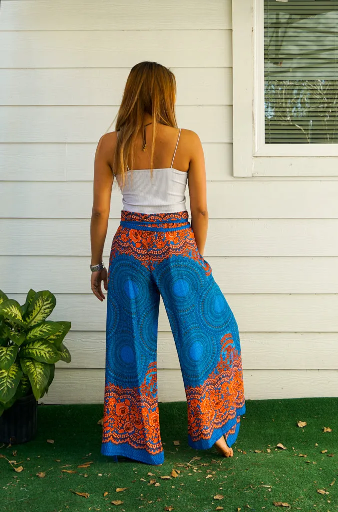 Saffron Sky Mandala Palazzo Wrap Pants