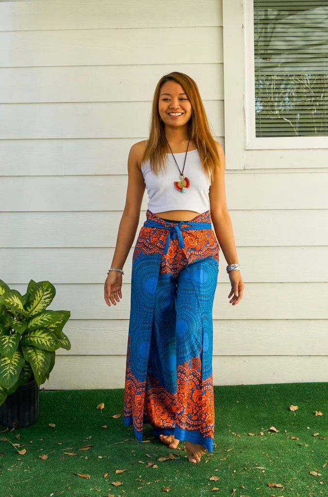 Saffron Sky Mandala Palazzo Wrap Pants