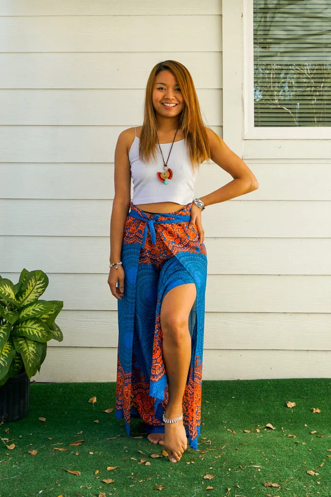 Saffron Sky Mandala Palazzo Wrap Pants