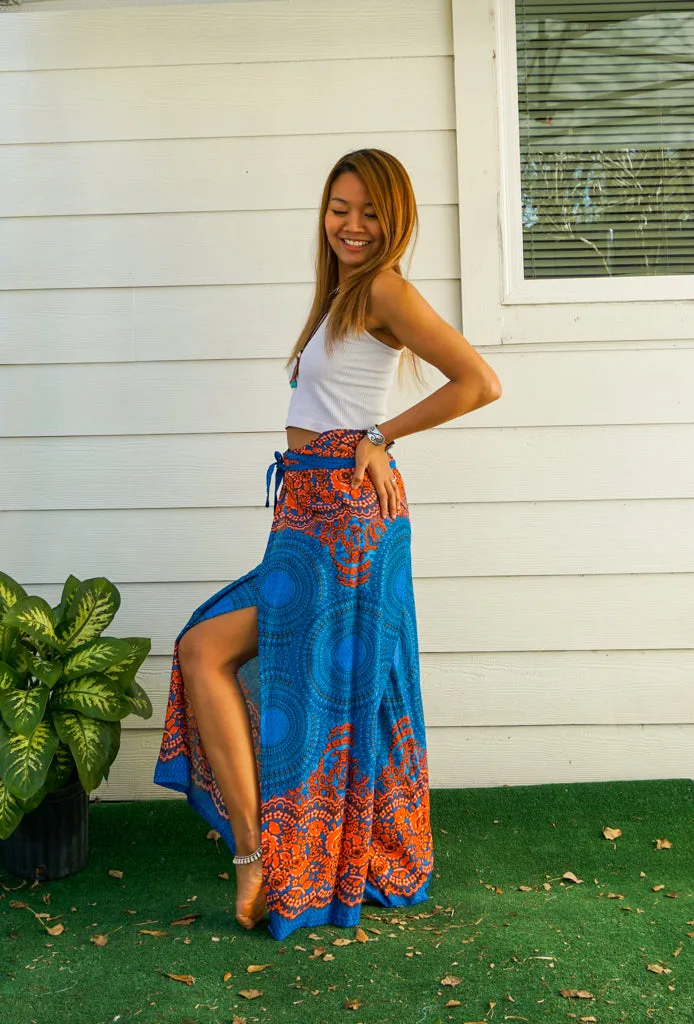 Saffron Sky Mandala Palazzo Wrap Pants