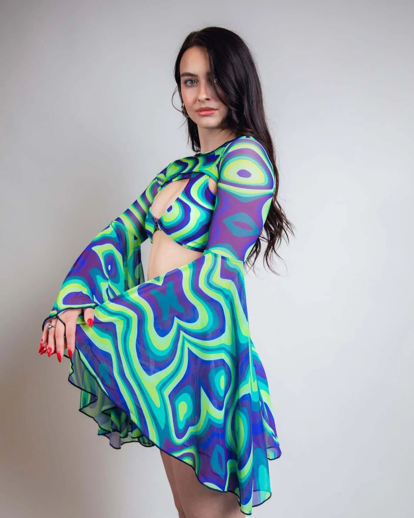 Seaglass Spiral Mesh Bell Sleeves