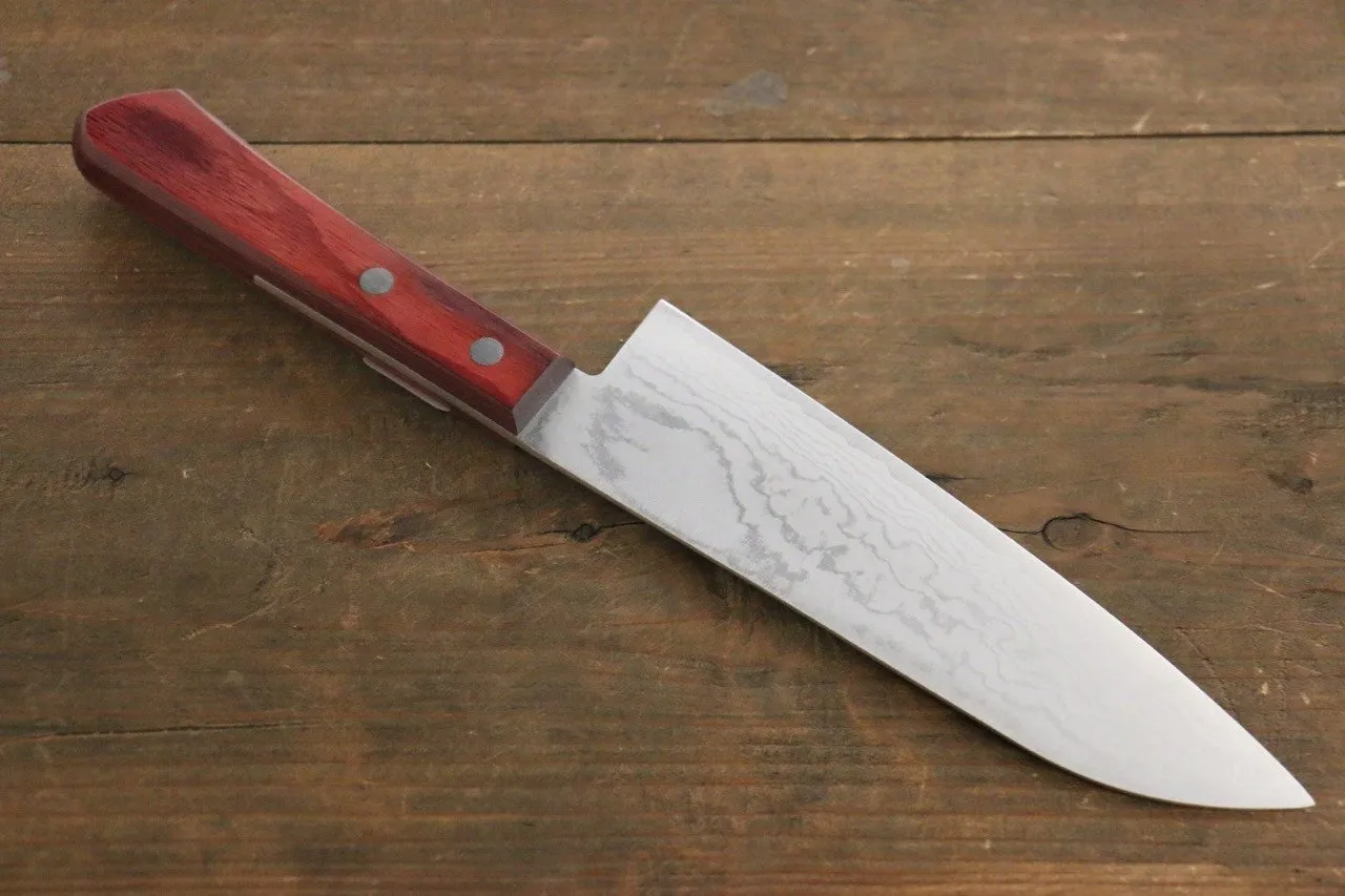 Shigeki Tanaka VG10 17 Layer Damascus Santoku  165mm Red Pakka wood Handle