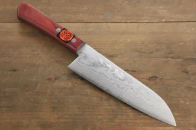 Shigeki Tanaka VG10 17 Layer Damascus Santoku  165mm Red Pakka wood Handle