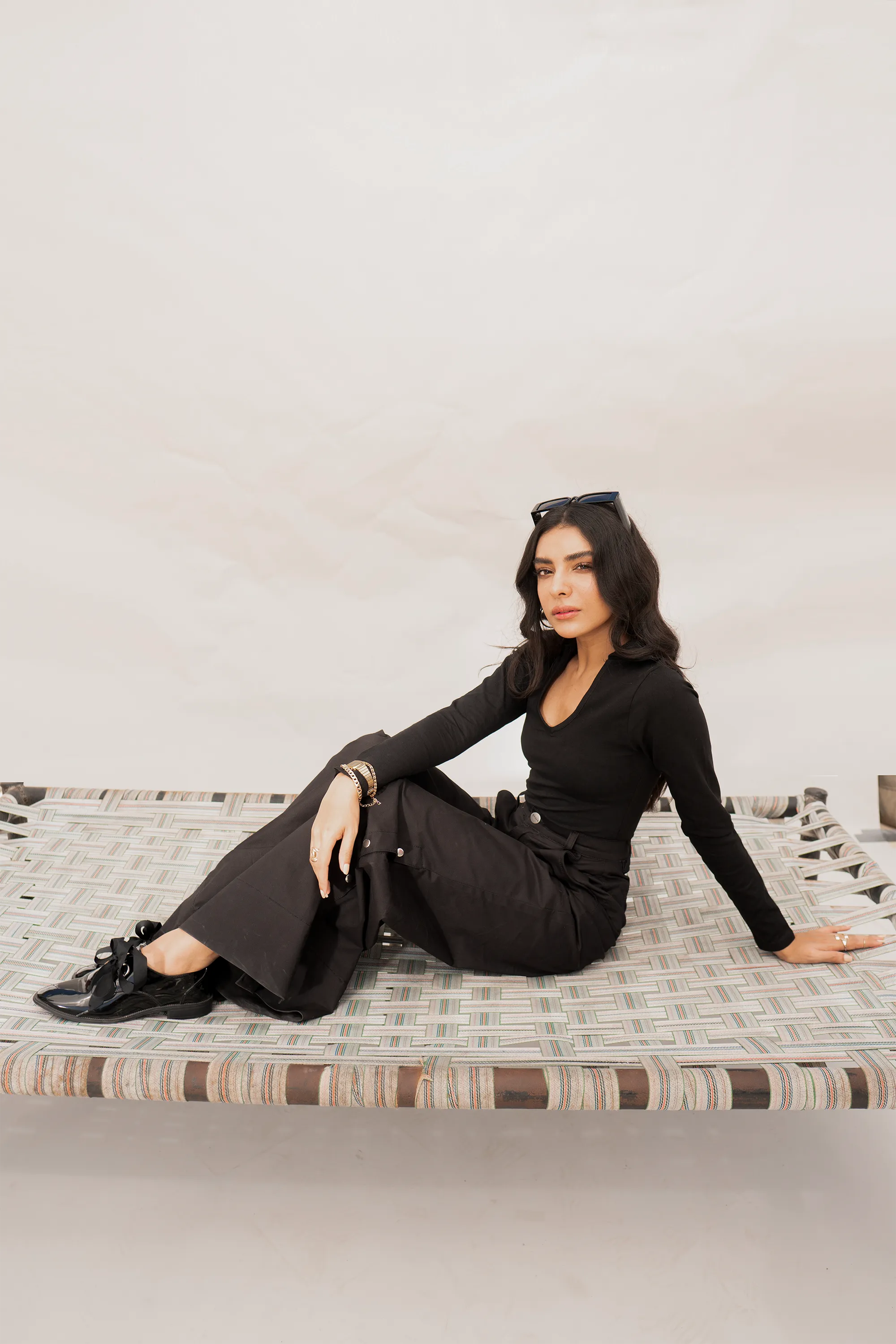 Side Snap Wide Leg Black