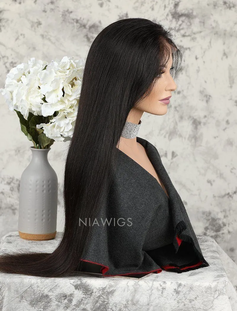 Silky Straight Human Hair Skin Base Lace Front Wigs