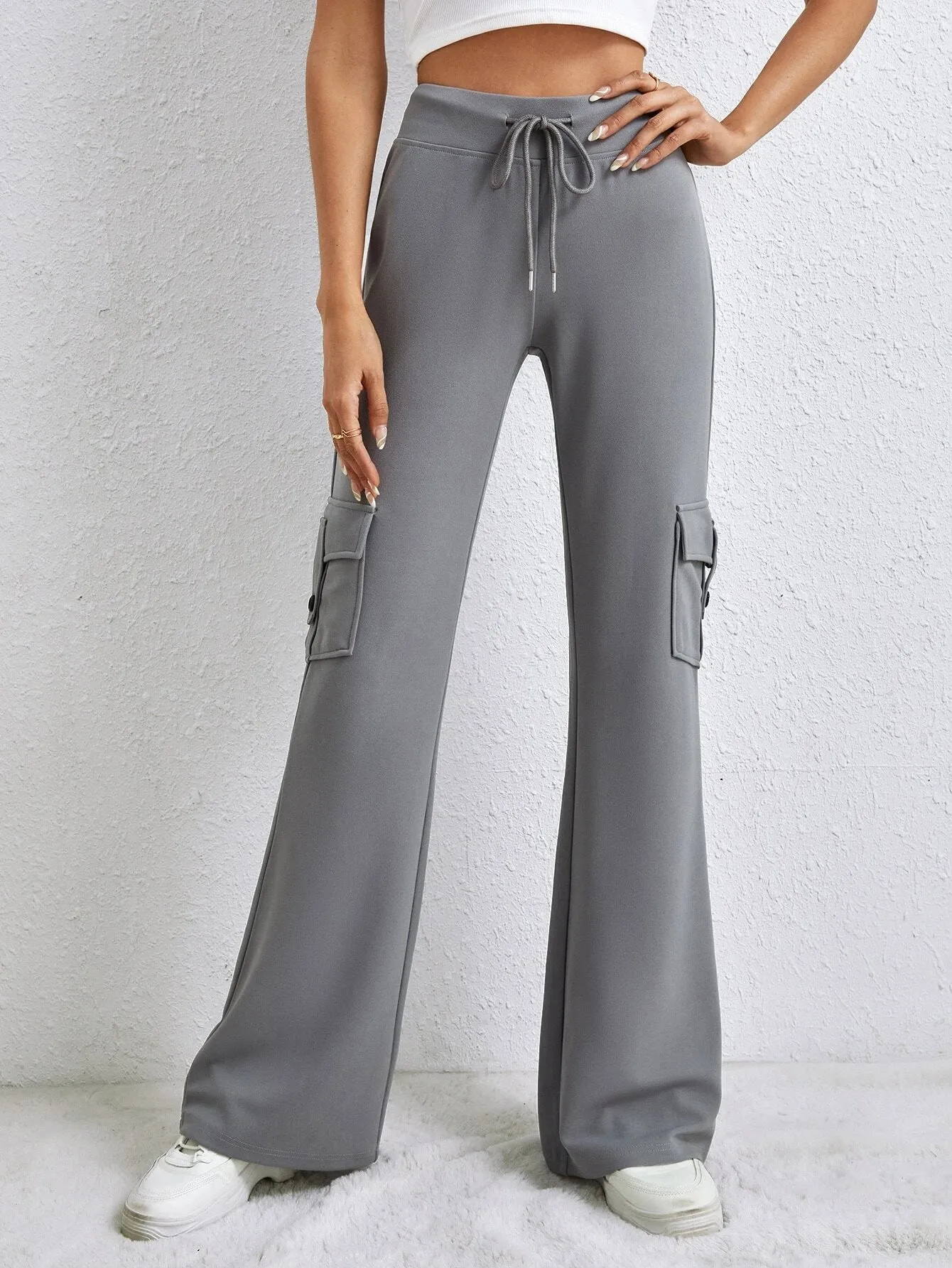 Tall Flap Pocket Side Drawstring Waist Cargo Pants
