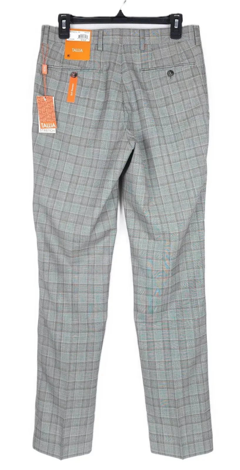 Tallia Mens Slim Fit Plaid Wool Suit Dress Pants Grey Brown 32 x 32