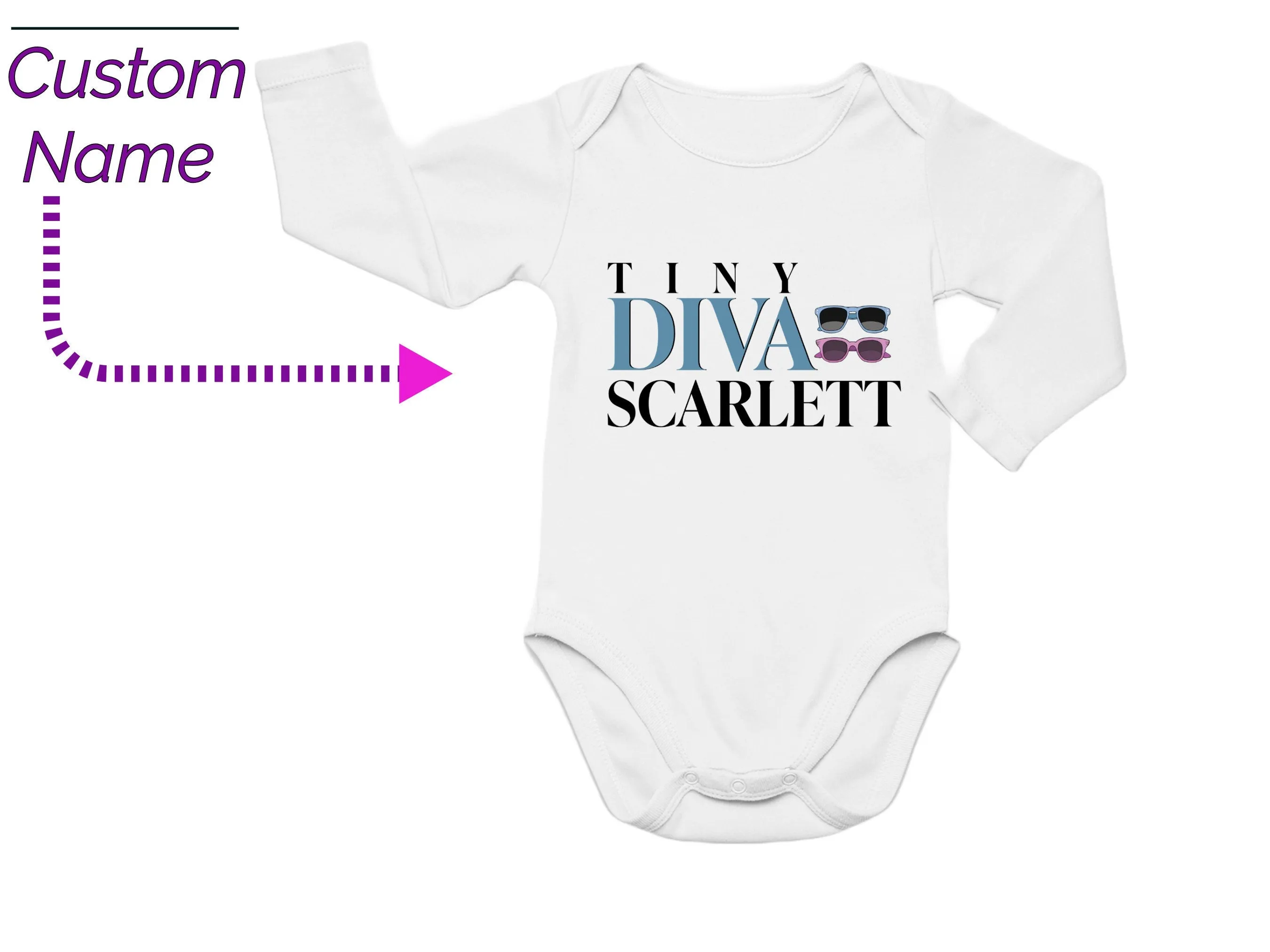 Tiny Scarlett Custom Baby Name Bodysuit Ideal Gift for Birthday or Christmas