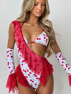 Twinkle Cherry Frill Bodysuit Set (Optional Matching Sleeves)
