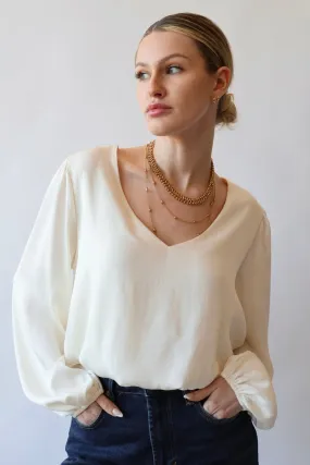 V Neck Bubble Fit Blouse