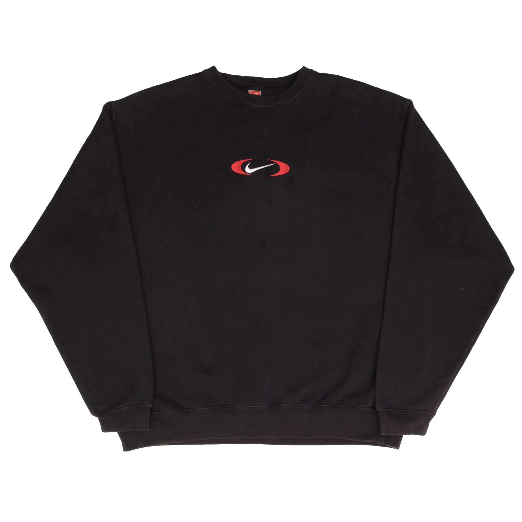 VINTAGE NIKE CENTER BIG SWOOSH BLACK SWEATSHIRT 1990S SIZE XL