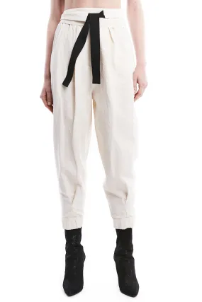 WHITE LINEN HIGH WAIST PANTS