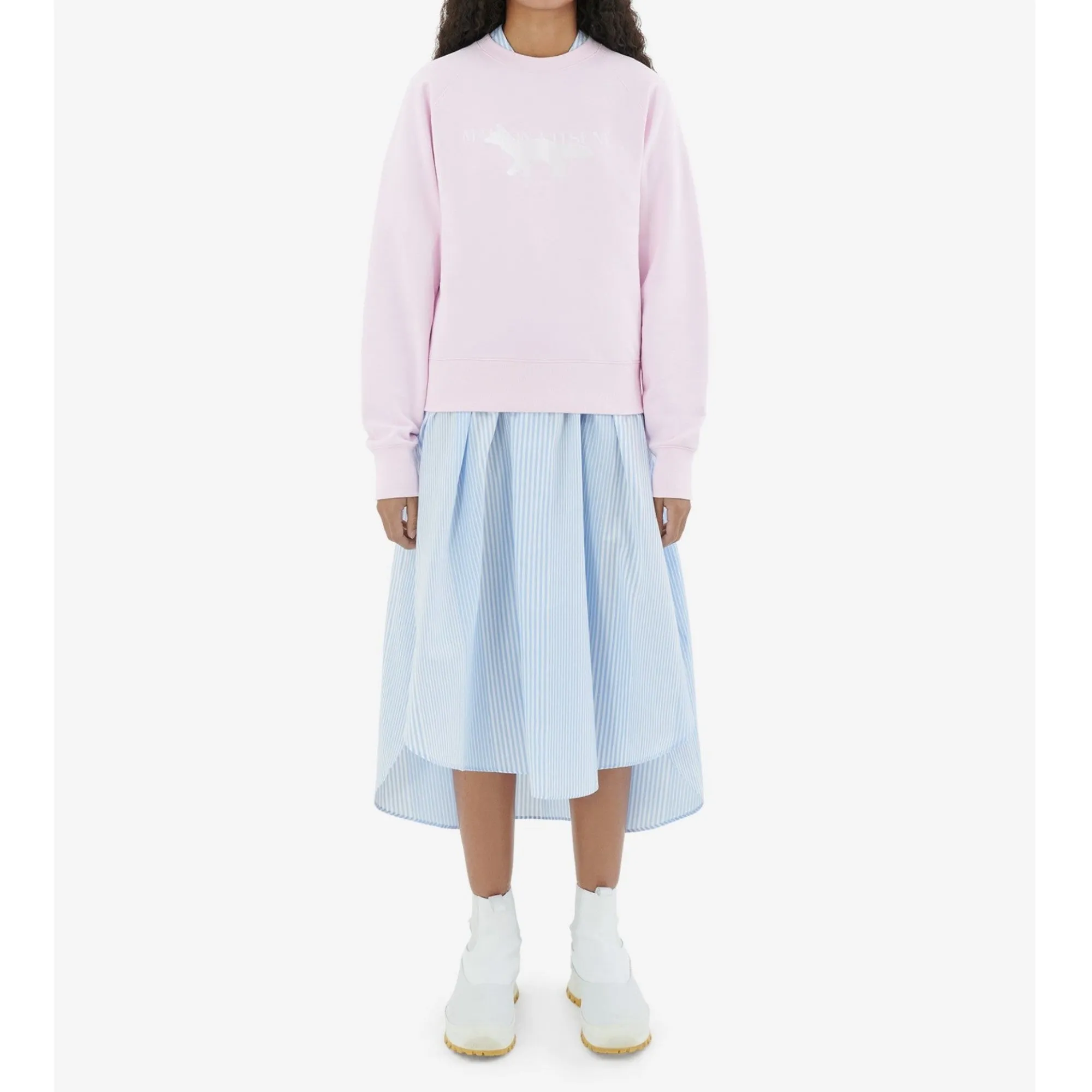 Women Fox Stamp Adjusted Sweatshirt - Light Pink