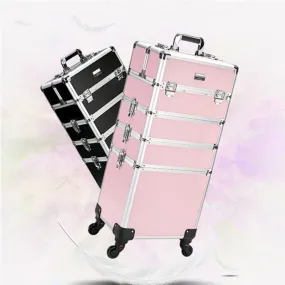 Women Large Capacity Trolley Cosmetic Case Rolling Luggage Bag,Nails Makeup Toolbox,Multi-Layer