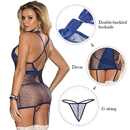 Women's Garter Lace Plus Size Lingerie Set